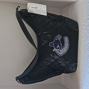 NHL | NWT Women's Black Quilted Rhinestone Logo Sports Fan Bag Vancouver Canucks